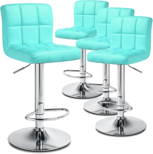 Vista 11 de Magshion Juego de 2 taburetes de bar, modernos taburetes de bar giratorios de piel sintética con espalda, sillas de bar cuadradas ajustables sin
