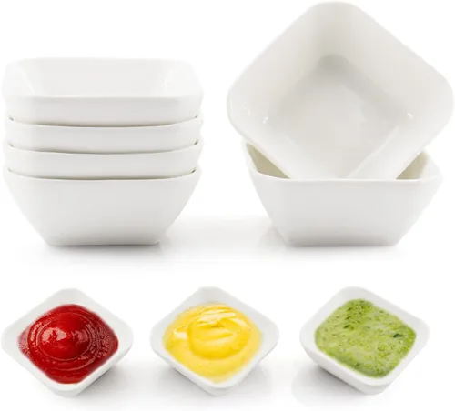 Juego de 6 cuencos de cerámica ultra fuertes de 3 onzas, mini tazón de plato de salsa de soja, servidor de condimentos, se puede utilizar para salsa