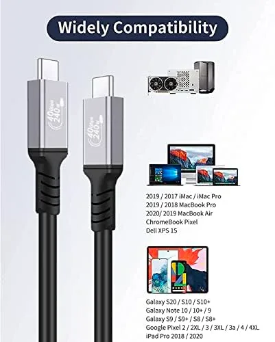 Vista 5 de StarLinker Paquete de 2 cables USB4 de 1.6 pies (1.6 ft) de carga de energía de 100 W, soporta transferencia de datos de 40 Gbps, pantalla HD 8K