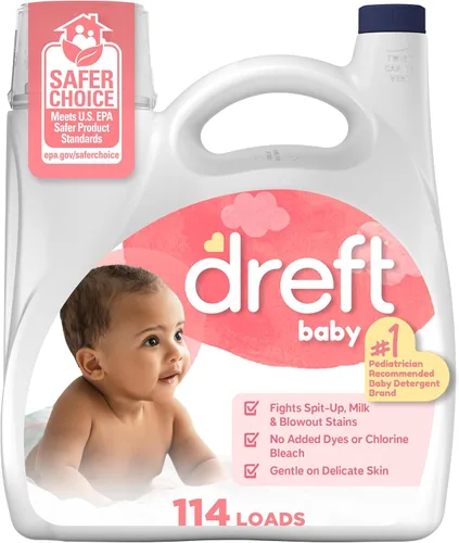 Vista 12 de Dreft Stage 1 Detergente líquido para bebés recién nacidos, suave para pieles sensibles, compatible con HE, 32 cargas