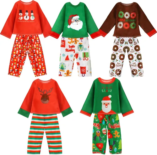 Vista 8 de HooLing Juego de 5 accesorios para muñecas, ropa de disfraz de Navidad, Papá Noel, alce, muñeco de nieve, pan de jengibre, árbol de Navidad, ropa
