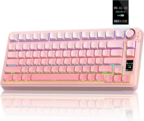 Vista 10 de AULA Teclado mecánico inalámbrico S75 PRO con pantalla y perilla, 75% teclado para juegos intercambiable en caliente con interruptores