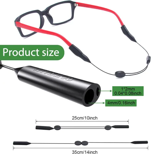 Vista 2 de SMARTTOP Correa para gafas, soporte ajustable con dos agujeros mejorados, correa de cuerda para anteojos sin cola, soporte para gafas de sol