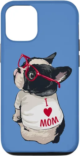 Vista 28 de Carcasa para iPhone 17 con texto en inglés "I Heart Mom Love Mama Boston Terrier Dog Lover