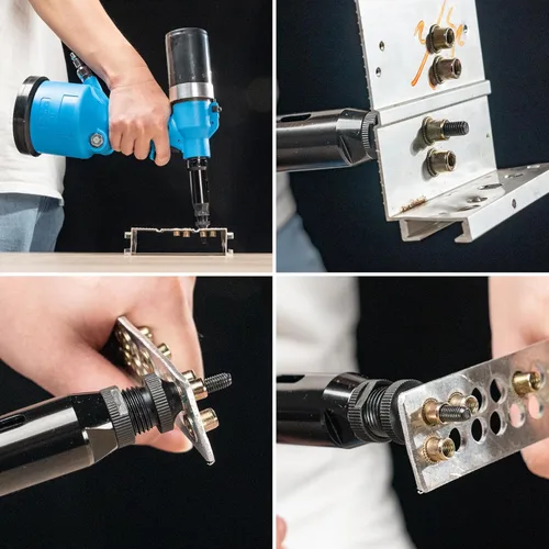 Vista 3 de HIFESON Herramienta Neumática de Tuerca Remachadora Hidráulica de Servicio Pesado, Kit de Herramienta de Pistola de Tuerca Remachadora Neumática