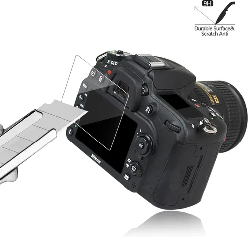 Vista 3 de AKWOX - Protector de pantalla de vidrio templado para Nikon D3500 D3400 D3300 D3200 D3100, AKWOX [0.012 in 2.5D alta definición 9H] cubierta