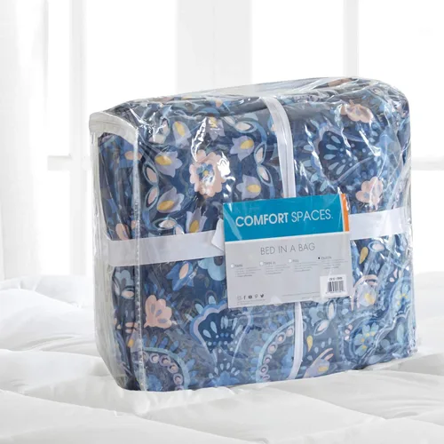 Vista 14 de Comfort Spaces - Acogedor edredón con diseño moderno e informal, con juego completo de sábanas y con bolsillo lateral, cubierta para todas