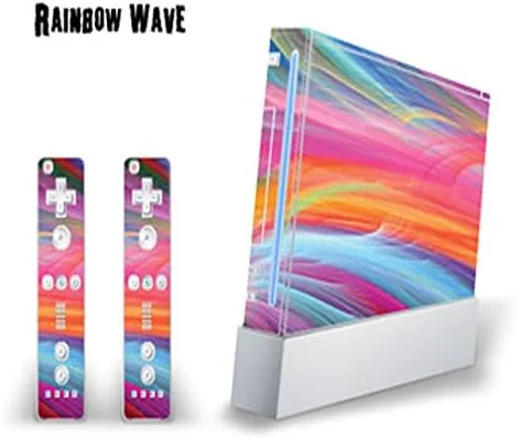 mightyskins Skin Funda para controladores de Nintendo Wii Console + Dos Wiimote sticker- Rainbow Wave