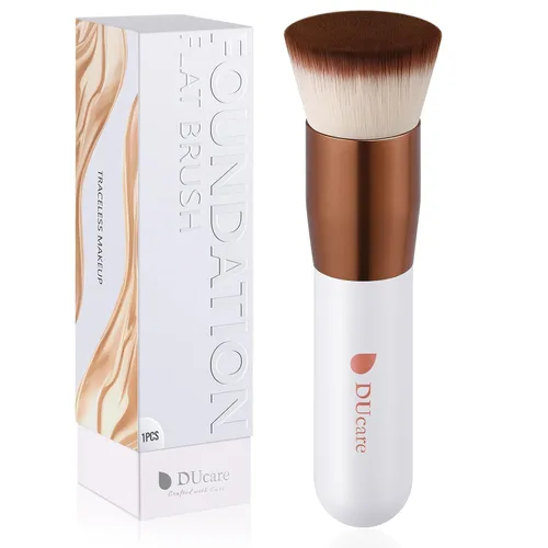 Vista 12 de DUcare Kabuki - Brocha de base para maquillaje líquido, parte superior plana, profesional, mezcla de polvo mineral, cepillo de maquillaje de cara