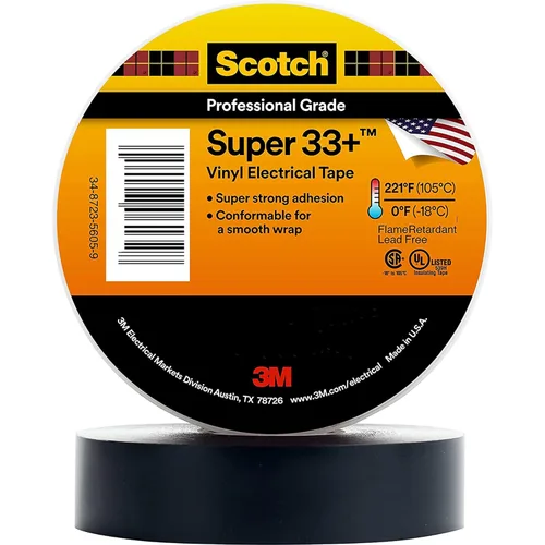 3M Scotch Super 33+ - Cinta eléctrica, 1 pulgada x 36 yardas (108 pies), vinilo de alta calidad para todo tipo de clima, resistente a la abrasión,