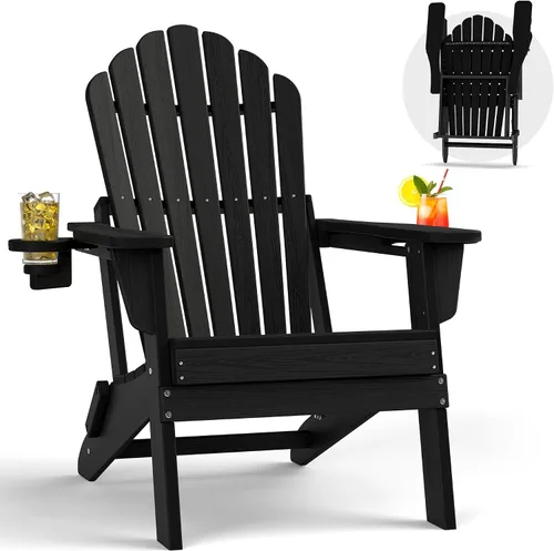 Vista 11 de Plawdlik Silla Adirondack plegable de gran tamaño, silla al aire libre del Aruba Azul 2
