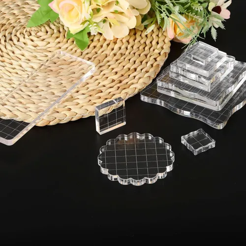 Vista 7 de PATIKIL Bloque de sello acrílico de 2 x 2 pulgadas, bloque de estampado transparente con líneas de cuadrícula, bloques de montaje decorativos