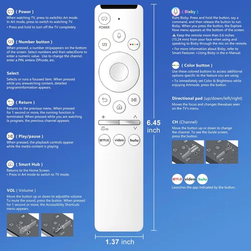 Vista 10 de Paquete de 2 controles remotos de repuesto para Samsung Smart TV, sin