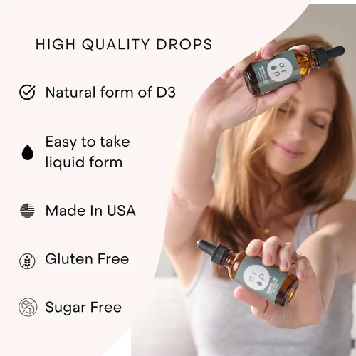 Vista 6 de Gotas de vitamina D3 + K2 con 1000 UI de D3 a base de plantas y 45 mcg de K2, suplemento líquido de 2 onzas para fortalecer los huesos, mejorar