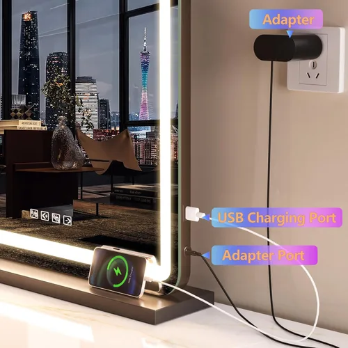 Vista 6 de Hasipu Espejo de tocador con luces, espejo LED de maquillaje de 31.5 x 22 pulgadas, espejo de maquillaje iluminado con 3 modos regulables, espejo