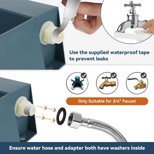 Vista 5 de Cuenco de agua para perros para exteriores, dispensador automático de agua para perros de 2 litros con manguera de 59 pulgadas y válvula