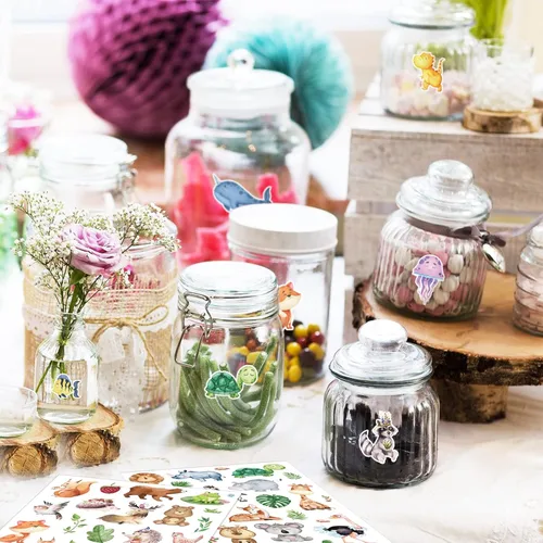 Vista 3 de Lindas calcomanías de acuarela de safari, bosque, animales, dinosaurios, peces, 715 unidades para niños pequeños, adolescentes, calcomanías