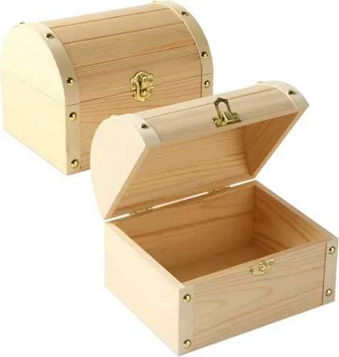Vista 8 de Caja de madera sin pintar sin terminar con tapa con bisagras para manualidades, almacenamiento de joyas, caja de pino liso, pequeña de 6.7 x 5.1 x
