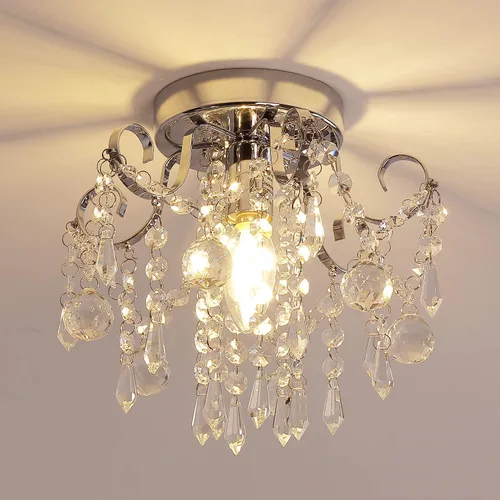 Vista 7 de Q&S Lámpara de techo pequeña de cristal empotrada, lámpara de techo negra, lámpara moderna para dormitorio, pasillo, armario, diámetro 9.5 pulgadas