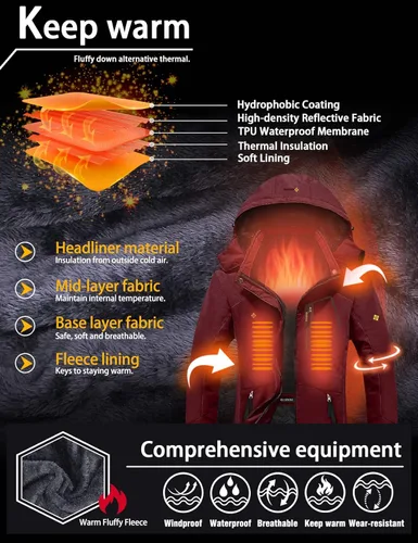 Vista 5 de GEMYSE - Chaqueta de esquí y nieve para mujer diseño impermeable y resistente al viento para invierno
