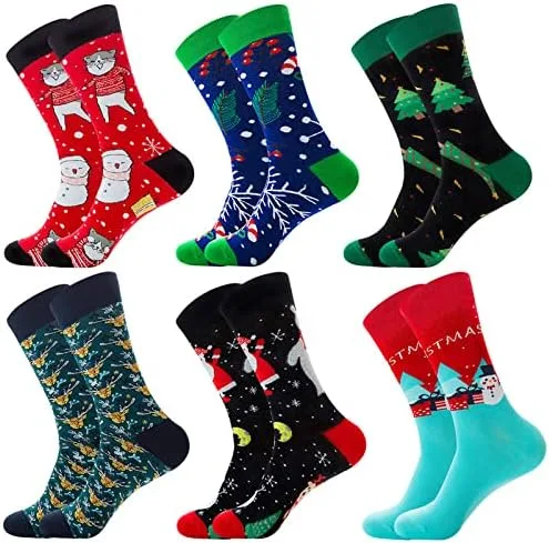 Vista 2 de NCDUANSAN Calcetines de Navidad kawaii otoño e invierno calcetines de hombre y mujer Santa calcetines de algodón (3pcs)
