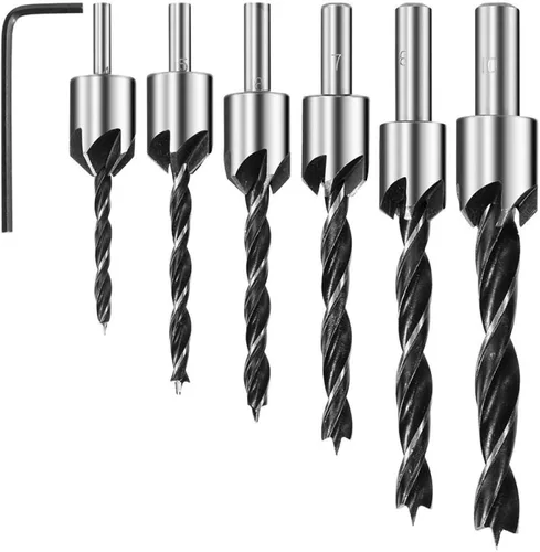 Broca 8 unids flauta avellanado brocas broca HSS brocas escariador conjunto para carpintería chaflán 0.118-0.394 in