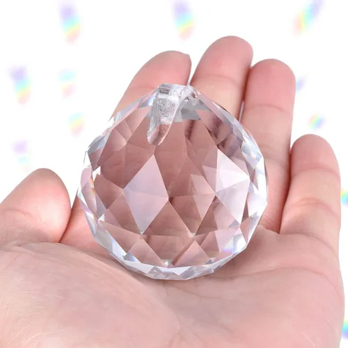 2 prismas de cristal de corte transparente de 1.969 in, colgantes de arco iris colgantes, esfera de vidrio facetada, bola de observación para