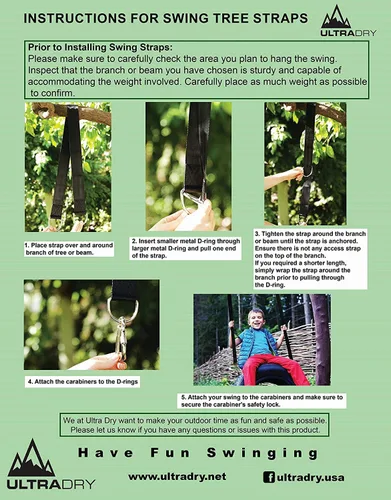 Vista 3 de Kit de correas colgantes para columpios de bebé, columpios de neumáticos, hamacas; accesorios para columpios al aire libre