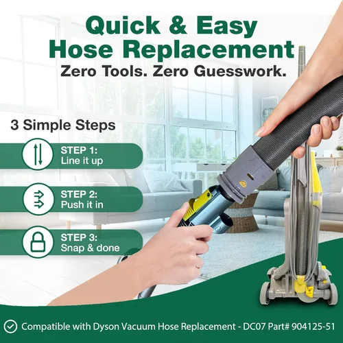 Vista 5 de Crucial Vacuum Manguera compatible con Dyson DC07 All Floors Hose Silver/Yellow No. 904125-51