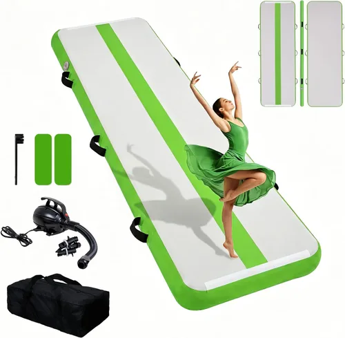 Vista 8 de Tuxedo Sailor Inflatable Gymnastics Mat with Electric Pump, Storage Bag, Repair Kit–Air Mat for Home Training, Cheerleading, Yoga