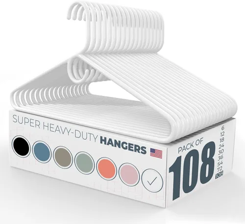 Vista 27 de Neaties Paquete de 6 perchas para ropa súper resistentes, fabricadas en los Estados Unidos, capacidad de 10 libras, perchas de plástico grueso