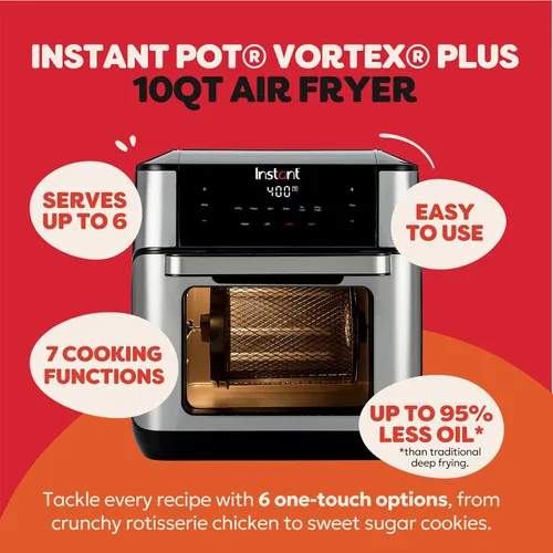 Vista 2 de Instant Pot Vortex Plus - Freidora de aire de 10 cuartos de galón, horno de asado y convección 7 en 10, asado, hornear, deshidratar y calentar
