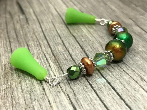 Vista 6 de Green Cooper Beaded Knitting Needle Point Protector Stitch Saver for Knitters
