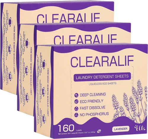 Vista 23 de CLEARALIF Hojas de detergente para ropa (480 cargas), sin perfume, ideales para viajes, apartamentos, dormitorios, tiras de detergente para ropa