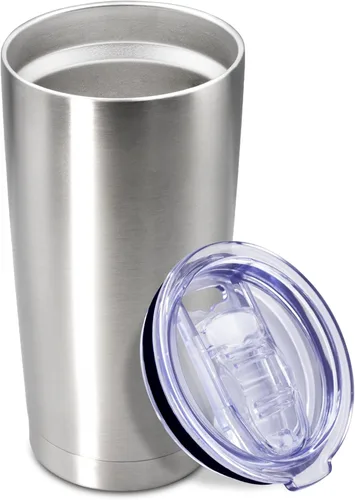 Vista 26 de Vaso de viaje de café de 20 onzas a granel con tapa, acero inoxidable de doble pared aislada al vacío, tazas con recubrimiento en polvo que se