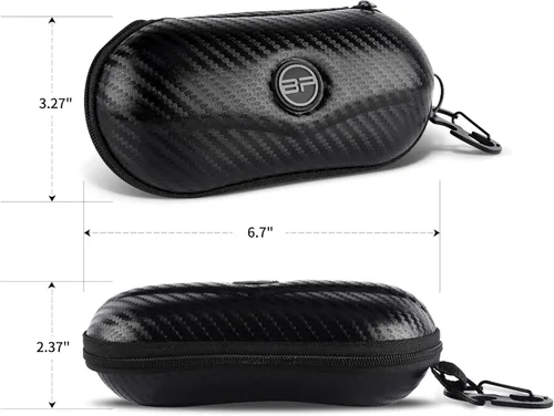 Vista 7 de BLUPOND Estuche de gafas de sol semi duro EVA Shell con gancho colgante de metal clip cinturón almacenamiento gafas de sol