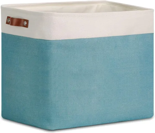 Vista 60 de DULLEMELO Cesta de almacenamiento pequeña para estantes, pequeña cesta plegable de tela rectangular para estantes, armarios, guardería, hogar, Beige