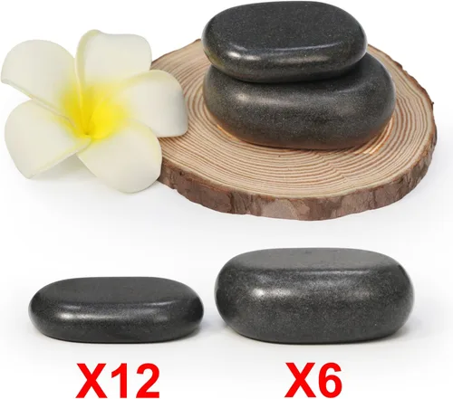 Vista 7 de Masaje Maestro Masaje 18 piezas Mini Basic Masaje Cuerpo Piedra Caliente Conjunto Negro Lava Vocano Basalto Rock, 1count