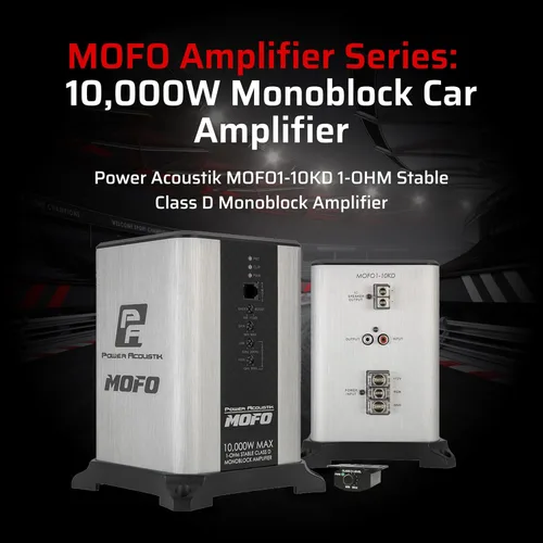 Vista 2 de Power Acoustik Amplificador monobloque clase D – Amplificador de subwoofer mono de 10,000 vatios para audio de coche, compacto y elegante