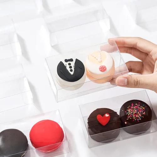 Vista 6 de RomanticBaking Paquete de 37 Cajas de Macarons de 4.17" x 2.16" x 1.37" para 2 Brownies Oreo Cubiertos de Chocolate Trufa Golosina Cajas