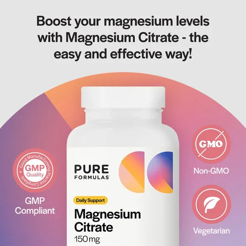 Vista 4 de PureFormulas Citrato de magnesio - Suplemento para dormir, salud cardíaca - Sin OMG - 90 cápsulas vegetarianas