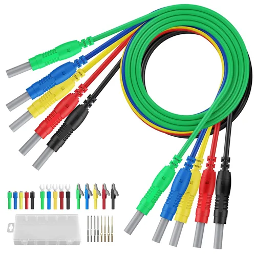 Vista 7 de 1M 15A Juego de cables de prueba de multímetro con enchufe banana escalables con sondas, pinzas de cocodrilo y horquillas en forma de U para pruebas