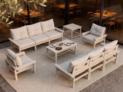 Vista 40 de Juego de muebles de patio HDPE de 13 piezas con mesas