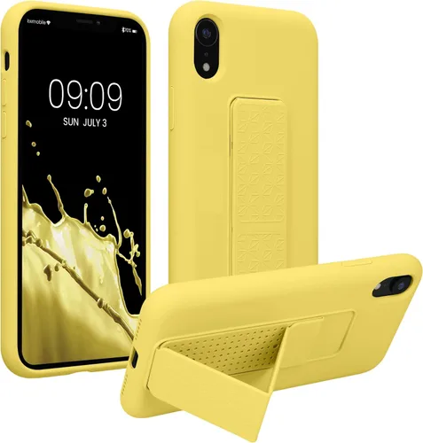 Vista 12 de kwmobile Funda compatible con Apple iPhone XR - Funda con correa de mano y revestimiento de silicona TPU suave - Azul Báltico