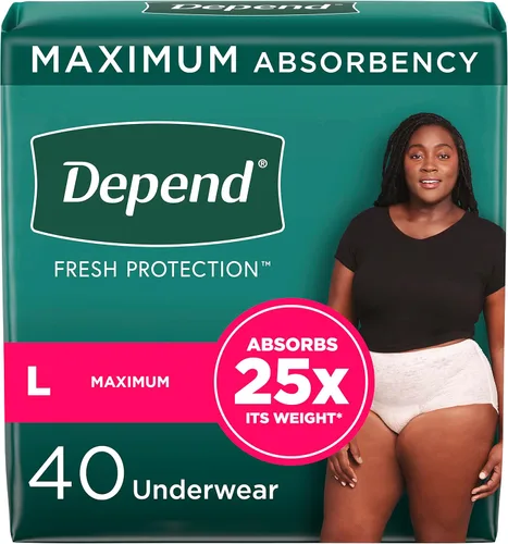 Vista 7 de Depend Fresh Protection - Pañales para adultos, ropa interior de incontinencia y para pérdida de orina posparto para mujer, desechable, máxima