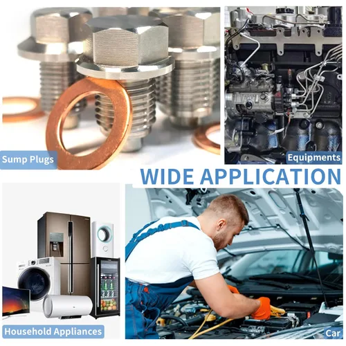 Vista 7 de 60 arandelas de cobre M12, arandelas de sellado métricas de cobre, junta de sello de anillo plano, 0.472 in de diámetro interior, 0.709 in