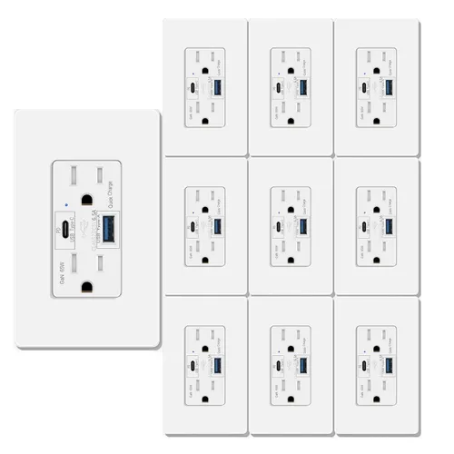 Vista 14 de Salida de receptáculo GFCI eléctrica Greencycle de 15 amperios, paquete de 5 salidas GFCI con indicador LED, resistente a la intemperie, grado