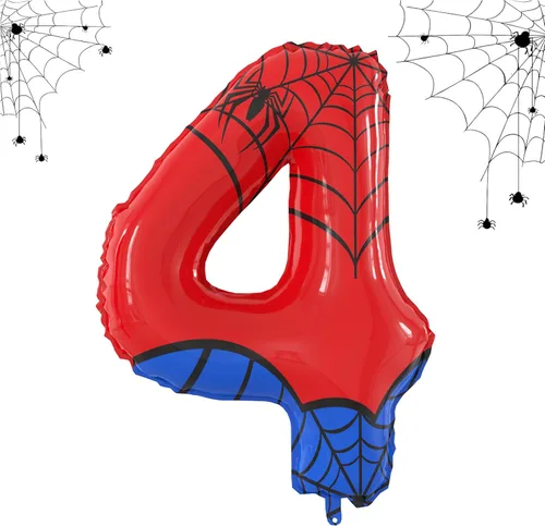 Vista 13 de Globos de papel de aluminio con temática de araña gigante de 40 pulgadas, globos grandes del número 0 para decoración de fiesta de cumpleaños