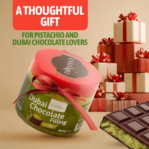 Vista 8 de Eastanbul Mezcla de barra de chocolate Dubai, 8 onzas, relleno de pistacho de barra de chocolate Dubai, crujiente premium Kataifi y crema