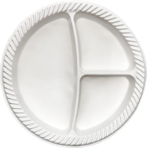 Vista 4 de Tiger Chef Platos redondos divididos de plástico de 10 pulgadas, 3 compartimentos, paquete de 56, turquesa, juego de platos desechables para cena